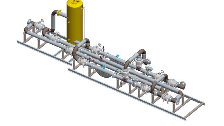 Schéma d'un skid typique de chargement/déchargement pour navires