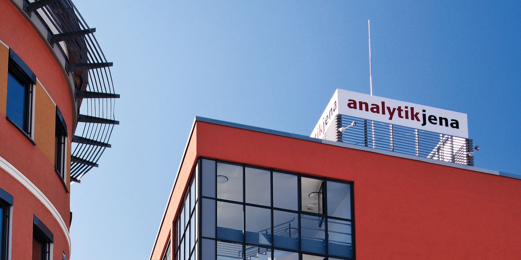 Hauptgebäude von Analytik Jena in Jena, Deutschland.