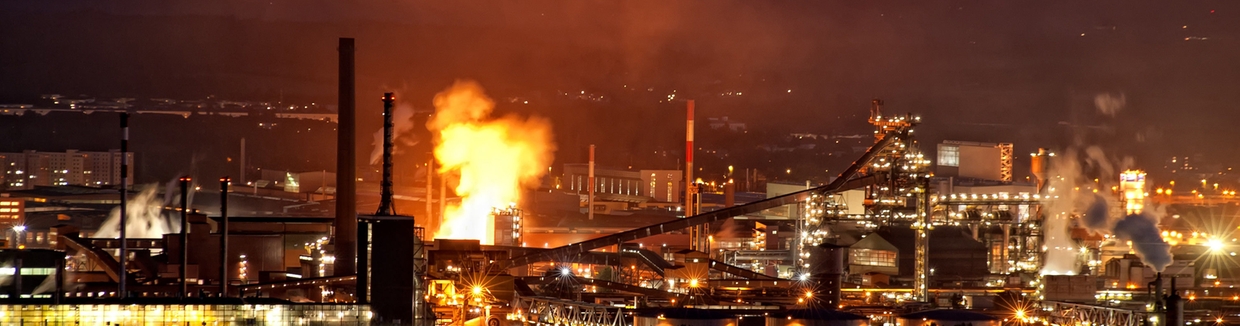 Steel plant at night