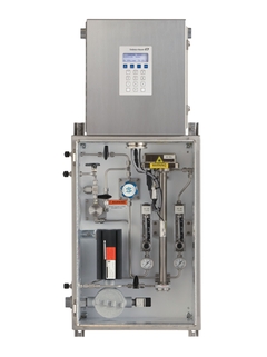 Produktbild: einkanaliges H2O-Gasanalysegerät SS500e, offene Sicht auf das Probenaufbereitungssystem