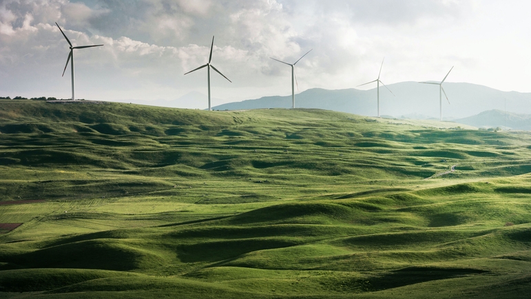 Landschap met windturbines