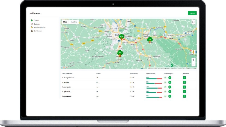 L'application Mobile Green affiche les niveaux d'eau des jardinières